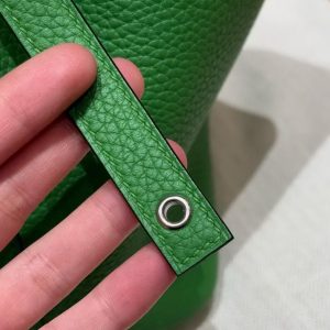 Hermes Picotin Lock 18 CM Bag Handmade In Taurillon Clemence Leather Silver Hardware A8 Vert Yucca - Image 5