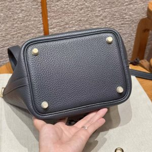 Hermes Picotin Lock 18 CM Bag Handmade In Taurillon Clemence Leather Gold Hardware H0 Girs Misty - Image 14