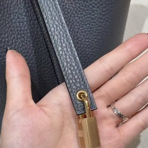 Hermes Picotin Lock 18 CM Bag Handmade In Taurillon Clemence Leather Gold Hardware H0 Girs Misty - Image 8