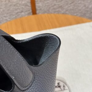 Hermes Picotin Lock 18 CM Bag Handmade In Taurillon Clemence Leather Gold Hardware H0 Girs Misty - Image 6