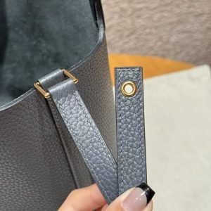 Hermes Picotin Lock 18 CM Bag Handmade In Taurillon Clemence Leather Gold Hardware H0 Girs Misty - Image 5