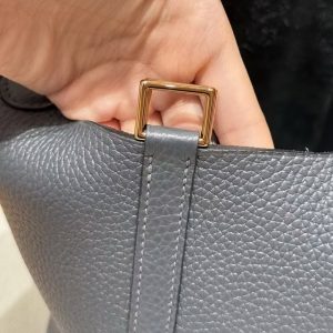 Hermes Picotin Lock 18 CM Bag Handmade In Taurillon Clemence Leather Gold Hardware H0 Girs Misty - Image 4