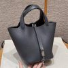 Hermes Picotin Lock 18 CM Bag Handmade In Taurillon Clemence Leather Silver Hardware H0 Girs Misty
