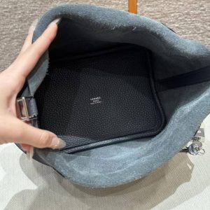 Hermes Picotin Lock 18 CM Bag Handmade In Taurillon Clemence Leather Silver Hardware H0 Girs Misty - Image 13