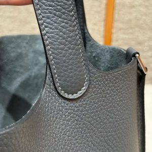 Hermes Picotin Lock 18 CM Bag Handmade In Taurillon Clemence Leather Silver Hardware H0 Girs Misty - Image 6
