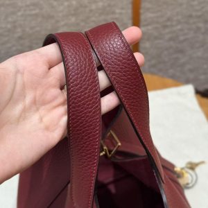 Hermes Picotin Lock 18 CM Bag Handmade In Taurillon Clemence Leather Gold Hardware K1 Rouge Grenat - Image 7