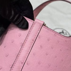 Hermes Picotin Lock 18 CM Bag Handmade In KK Ostrich Leather from South Africa Gold Hardware L4 Bubble Gum - Image 9