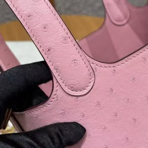 Hermes Picotin Lock 18 CM Bag Handmade In KK Ostrich Leather from South Africa Gold Hardware L4 Bubble Gum - Image 5
