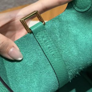 Hermes Picotin Lock 18 CM Bag Handmade In Taurillon Clemence Leather Gold Hardware O6 Vert Jade - Image 9