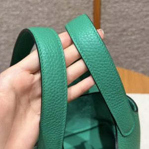 Hermes Picotin Lock 18 CM Bag Handmade In Taurillon Clemence Leather Gold Hardware O6 Vert Jade - Image 7