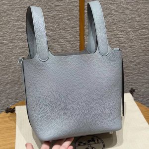 Hermes Picotin Lock 18 CM Bag Handmade In Taurillon Clemence Leather Silver Hardware P0 Girs Pantin - Image 14