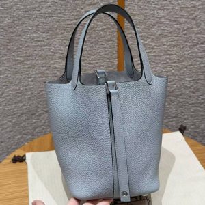 Hermes Picotin Lock 18 CM Bag Handmade In Taurillon Clemence Leather Silver Hardware P0 Girs Pantin