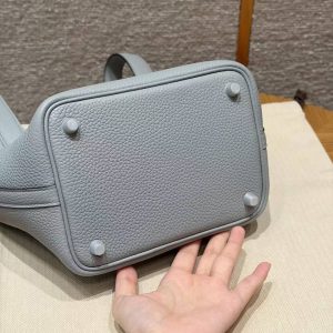 Hermes Picotin Lock 18 CM Bag Handmade In Taurillon Clemence Leather Silver Hardware P0 Girs Pantin - Image 12