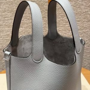 Hermes Picotin Lock 18 CM Bag Handmade In Taurillon Clemence Leather Silver Hardware P0 Girs Pantin - Image 4