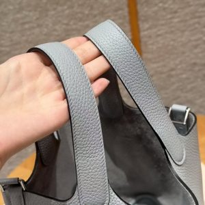Hermes Picotin Lock 18 CM Bag Handmade In Taurillon Clemence Leather Silver Hardware P0 Girs Pantin - Image 3