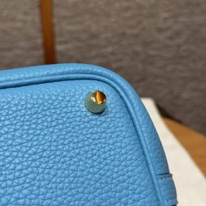 Hermes Picotin Lock 18 CM Bag Handmade In Taurillon Clemence Leather Gold Hardware P3 Bleu De Nord - Image 6