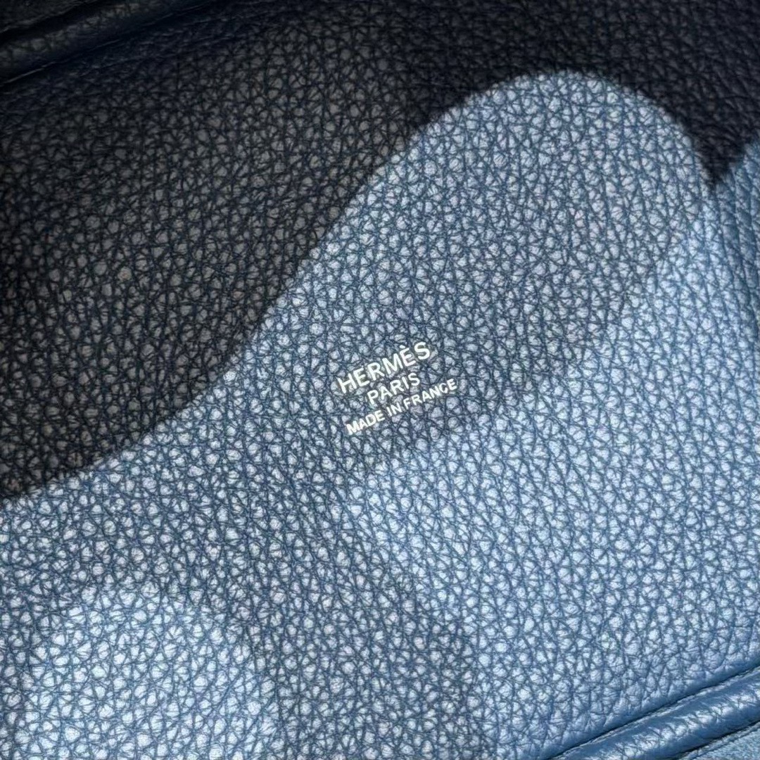 Hermes Picotin Lock 18 CM Bag Handmade In Taurillon Clemence Leather Silver Hardware P5 Blue Tie - Image 9