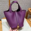 Hermes Picotin Lock 18 CM Bag Handmade In Taurillon Clemence Leather Gold Hardware P9 Anemone