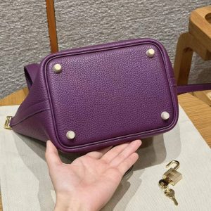 Hermes Picotin Lock 18 CM Bag Handmade In Taurillon Clemence Leather Gold Hardware P9 Anemone - Image 15