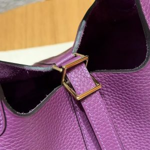 Hermes Picotin Lock 18 CM Bag Handmade In Taurillon Clemence Leather Gold Hardware P9 Anemone - Image 11