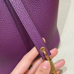 Hermes Picotin Lock 18 CM Bag Handmade In Taurillon Clemence Leather Gold Hardware P9 Anemone - Image 9