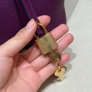 Hermes Picotin Lock 18 CM Bag Handmade In Taurillon Clemence Leather Gold Hardware P9 Anemone - Image 8