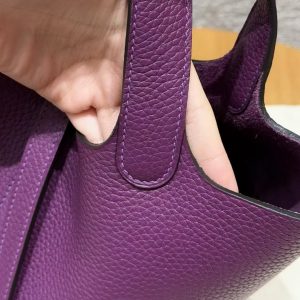 Hermes Picotin Lock 18 CM Bag Handmade In Taurillon Clemence Leather Gold Hardware P9 Anemone - Image 7