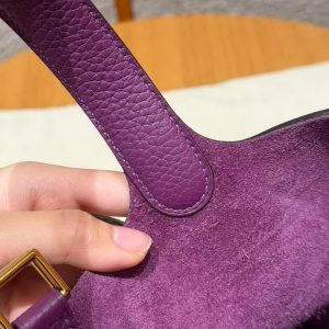 Hermes Picotin Lock 18 CM Bag Handmade In Taurillon Clemence Leather Gold Hardware P9 Anemone - Image 3