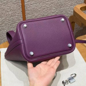 Hermes Picotin Lock 18 CM Bag Handmade In Taurillon Clemence Leather Silver Hardware P9 Anemone - Image 12