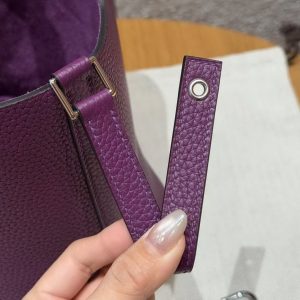Hermes Picotin Lock 18 CM Bag Handmade In Taurillon Clemence Leather Silver Hardware P9 Anemone - Image 4