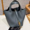Hermes Picotin Lock 18 CM Bag Handmade In Taurillon Clemence Leather Gold Hardware Q0 Vert Mangrove