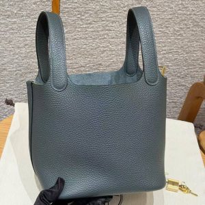 Hermes Picotin Lock 18 CM Bag Handmade In Taurillon Clemence Leather Gold Hardware Q0 Vert Mangrove - Image 15