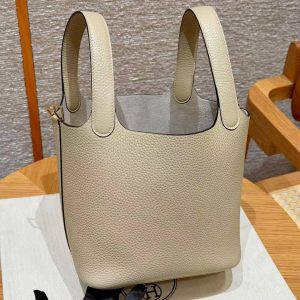 Hermes Picotin Lock 18 CM Bag Handmade In Taurillon Clemence Leather Gold Hardware S2 Trench - Image 17