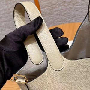 Hermes Picotin Lock 18 CM Bag Handmade In Taurillon Clemence Leather Gold Hardware S2 Trench - Image 13