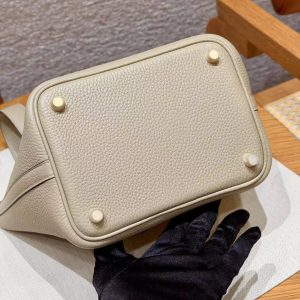 Hermes Picotin Lock 18 CM Bag Handmade In Taurillon Clemence Leather Gold Hardware S2 Trench - Image 12