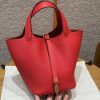 Hermes Picotin Lock 18 CM Bag Handmade In Taurillon Clemence Leather Gold Hardware S3 Rouge Coeur