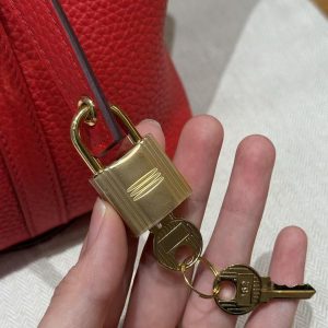 Hermes Picotin Lock 18 CM Bag Handmade In Taurillon Clemence Leather Gold Hardware S3 Rouge Coeur - Image 15