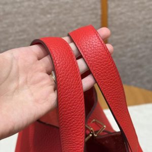 Hermes Picotin Lock 18 CM Bag Handmade In Taurillon Clemence Leather Gold Hardware S3 Rouge Coeur - Image 14