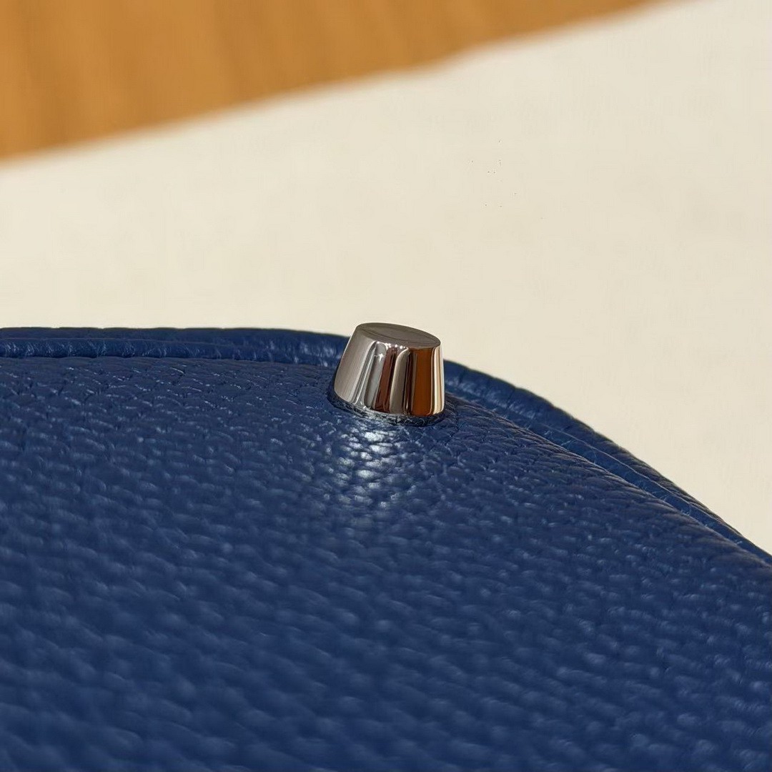 Hermes Picotin Lock 18 CM Bag Handmade In Taurillon Clemence Leather Silver Hardware S4 Deep Blue - Image 3