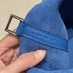Hermes Picotin Lock 18 CM Bag T7 Blue Hydra Handmade In Taurillon Clemence Leather Silver Hardware - Image 16