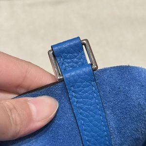Hermes Picotin Lock 18 CM Bag T7 Blue Hydra Handmade In Taurillon Clemence Leather Silver Hardware - Image 8
