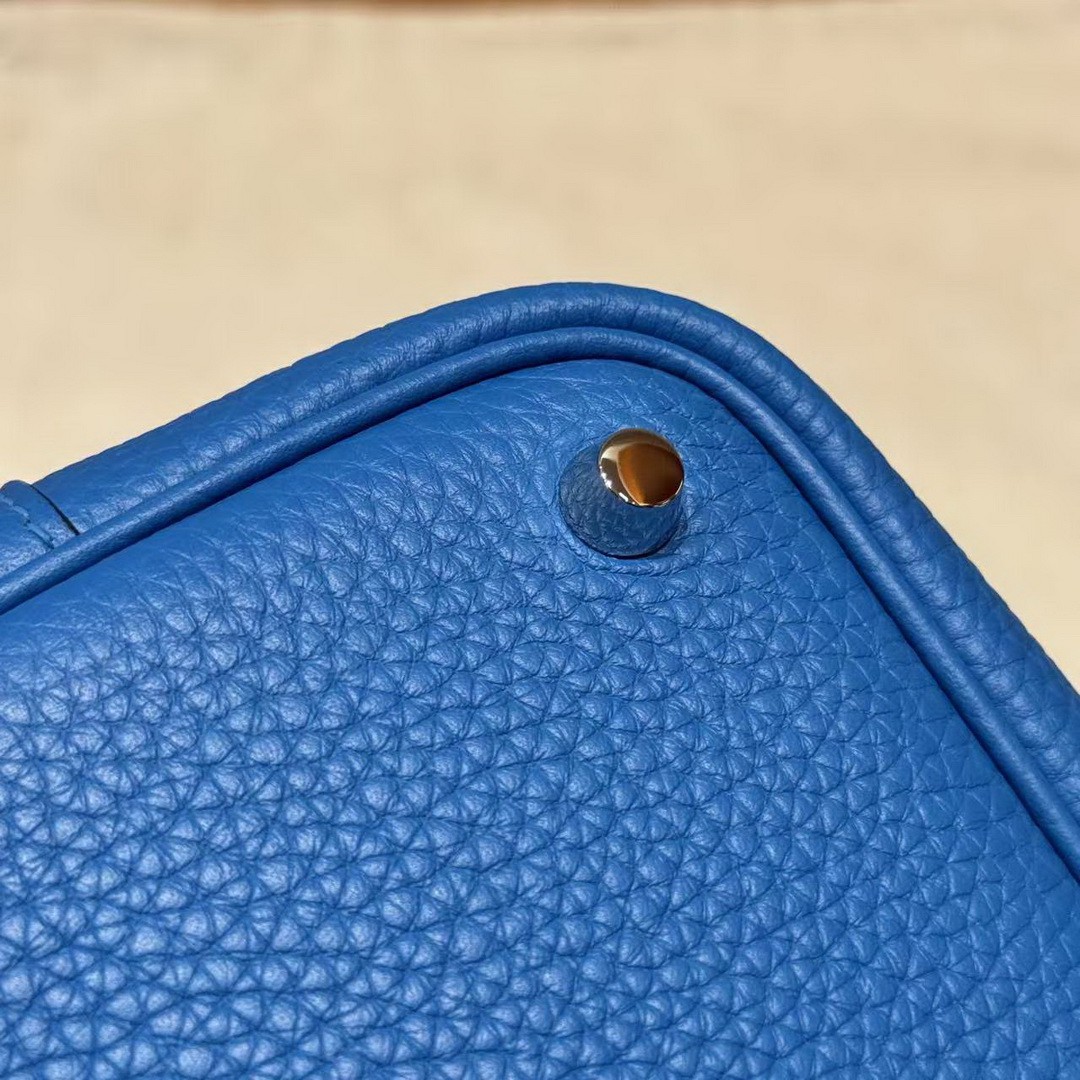 Hermes Picotin Lock 18 CM Bag T7 Blue Hydra Handmade In Taurillon Clemence Leather Silver Hardware - Image 7