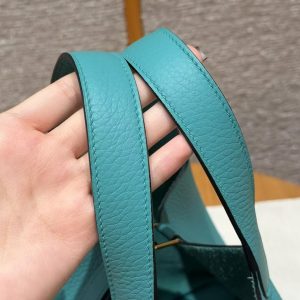 Hermes Picotin Lock 18 CM Bag Handmade In Taurillon Clemence Leather Gold Hardware U1 Vert Verone - Image 14