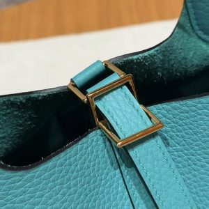 Hermes Picotin Lock 18 CM Bag Handmade In Taurillon Clemence Leather Gold Hardware U1 Vert Verone - Image 7