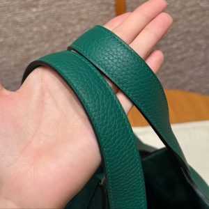 Hermes Picotin Lock 18 CM Bag Handmade In Taurillon Clemence Leather Silver Hardware U4 Vert Vertigo - Image 11