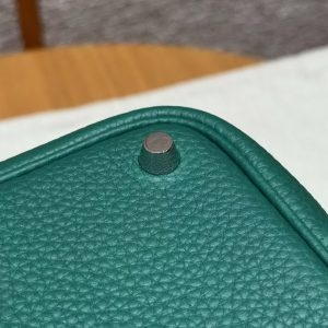 Hermes Picotin Lock 18 CM Bag Handmade In Taurillon Clemence Leather Silver Hardware U4 Vert Vertigo - Image 5