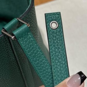 Hermes Picotin Lock 18 CM Bag Handmade In Taurillon Clemence Leather Silver Hardware U4 Vert Vertigo - Image 4