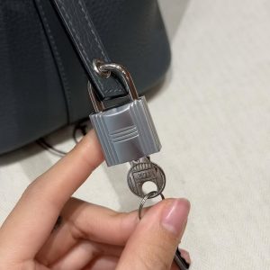 Hermes Picotin Lock 18 CM Bag Handmade In Taurillon Clemence Leather Silver Hardware Y7 Bleu Orage - Image 5