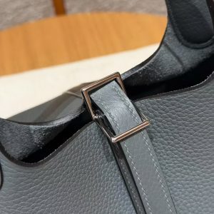 Hermes Picotin Lock 18 CM Bag Handmade In Taurillon Clemence Leather Silver Hardware Y7 Bleu Orage - Image 4