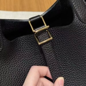 Hermes Picotin Lock 18 CM Bag Handmade In Taurillon Clemence Leather Gold Hardware ck89 Noir - Image 17